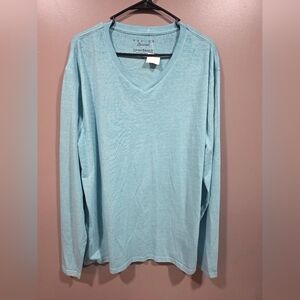 Lucky Brand Light Blue V-Neck Long Sleeve Shirt